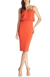 Dress The Population Alondra Blouson Sheath Dress In Orange