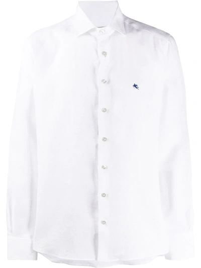 Etro Embroidered Logo Curved Hem Shirt In White