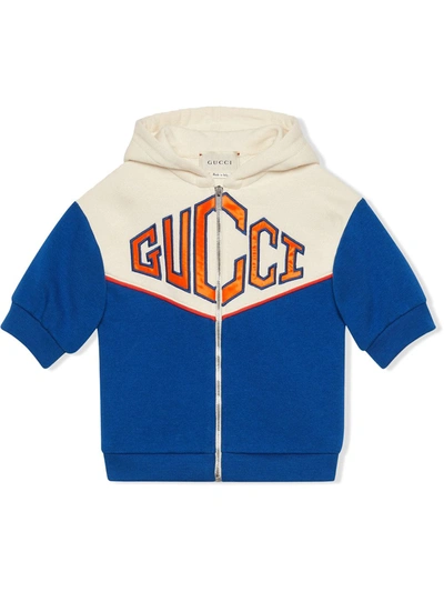 Gucci Babies'  Game Patch Zipped Sweatshirt In Blue