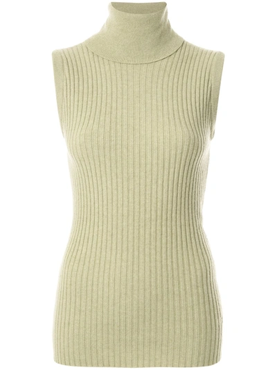 Pre-owned Chanel 1993 Ribbed Knitted Top In Green