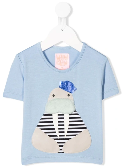 Wauw Capow Babies' Sailor Walrus T-shirt In Blue