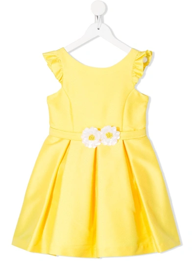 Abel & Lula Kids' Sleeveless Pleated Daisy Dress In Yellow