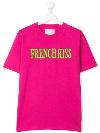 Alberta Ferretti Kids' Short Sleeve Slogan Print T-shirt In Pink