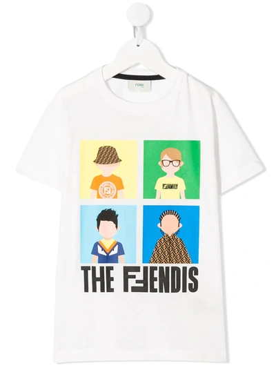 Fendi Kids' Family Portrait T-shirt In White