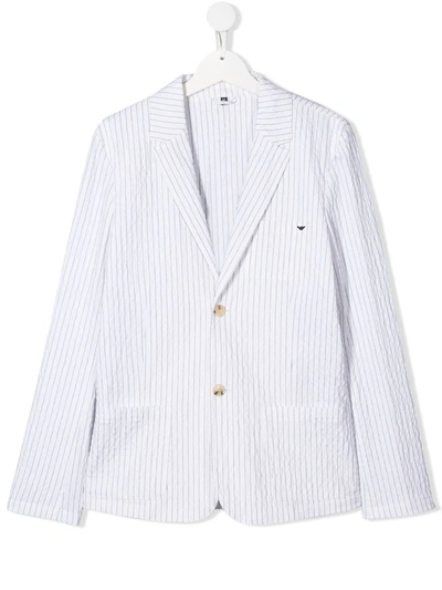 Emporio Armani Teen Pinstripe Blazer In White