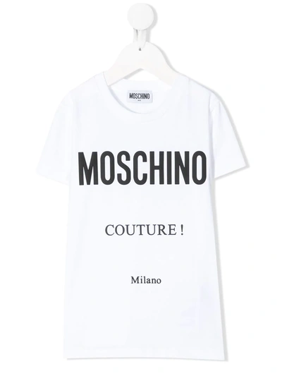 Moschino Teen Logo Print T-shirt In White