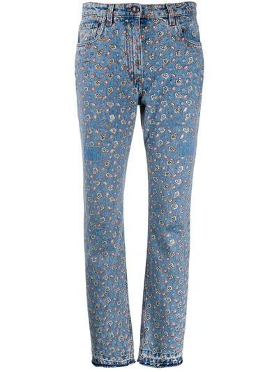 Etro Micro Paisley Print Jeans In Light Blue