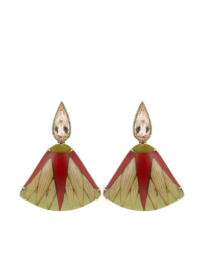 Silvia Furmanovich Marquetry Red Leaf Diamond And Morganite Earrings - Atterley