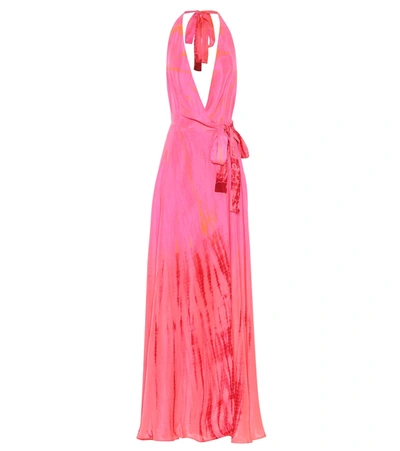 Anna Kosturova Silk Maxi Dress In Pink