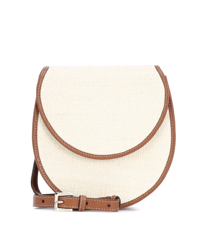 Hunting Season The Saddle Small Leather And Fique Crossbody Bag In White