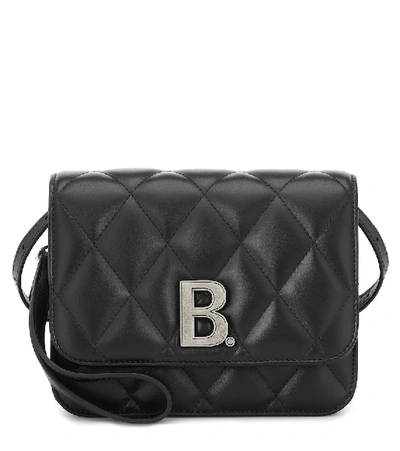 Balenciaga B. Small Quilted Leather Shoulder Bag In Black