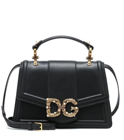 Dolce & Gabbana Dg Amore Leather Tote In Black