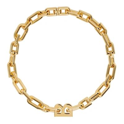 Balenciaga B-logo Chain-link Necklace In Gold