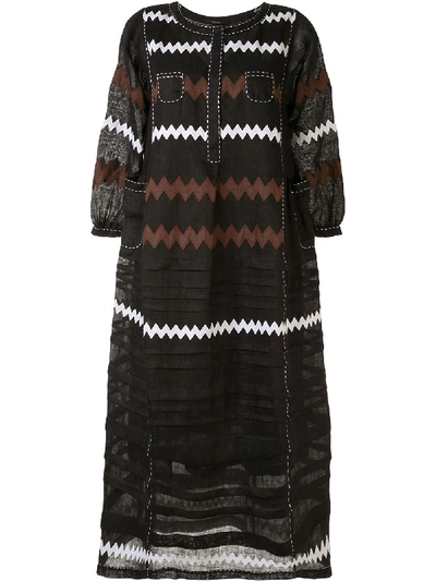 Vita Kin Gabrielle Embroidered Linen Maxi Dress In Black | ModeSens
