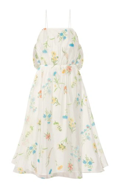 Anna October Normandy Floral-print Organza Dress In White