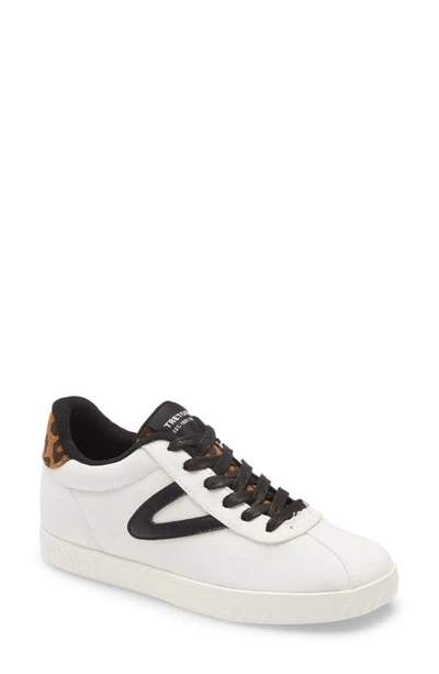 Tretorn Callie Leather Low-top Sneakers In White/ Black/ Tan/ Multi