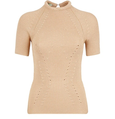 Fendi Pullover In Light Blue Silk In Beige