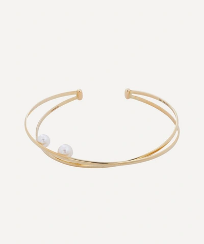 Mizuki Gold Elipse Pearl Cuff Bracelet