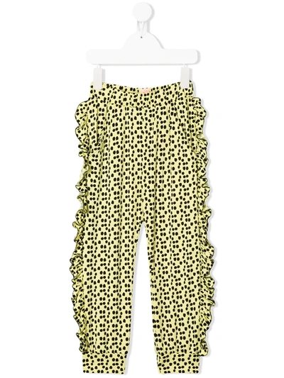Wauw Capow Kids' Aya Dotted Pattern Trousers In Yellow