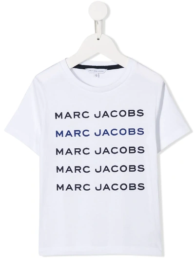 Little Marc Jacobs Teen Printed Logo T-shirt In White