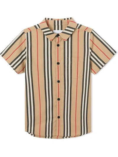 Burberry Kids' Icon Stripe Poplin Shirt In Neutrals