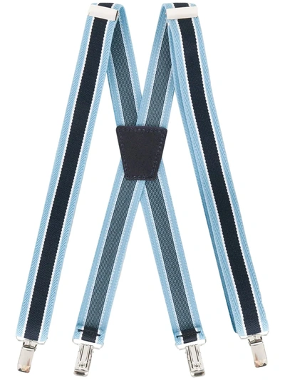 Emporio Armani Kids' Two-tone Crossover Suspenders In Blue