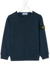 Stone Island Junior Kids' Logo-embroidered Sweatshirt In Blue