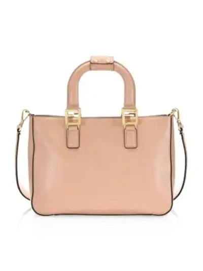 Fendi Women's Small Leather Tote In Pink Bourbon