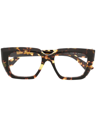 Bottega Veneta Square Tortoiseshell-effect Acetate Glasses In Brown