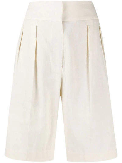 Brunello Cucinelli Pleated Linen-blend Wide-leg Shorts In Neutrals