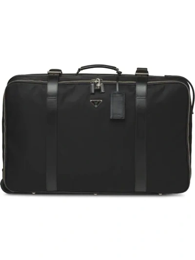 Prada Logo Plaque Suitcase In Black