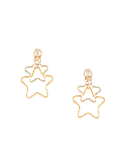 Petite Grand Double Star Earrings In Gold