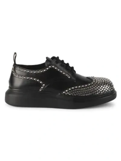 Alexander Mcqueen Men's Men's Studded Brogue Hybrid Shoes In Black Silver