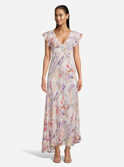 Robert Graham Leighton Watercolor Ruffle-sleeve Maxi Dress In Multi