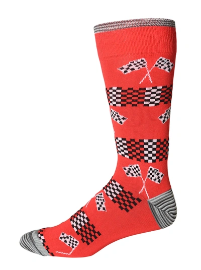 Robert Graham Racing Flags Socks In Red