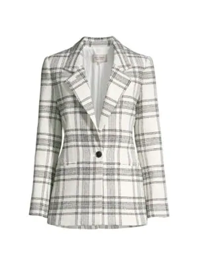 Rebecca Taylor Tailored Windowpane Plaid Tweed Jacket In Cream/black