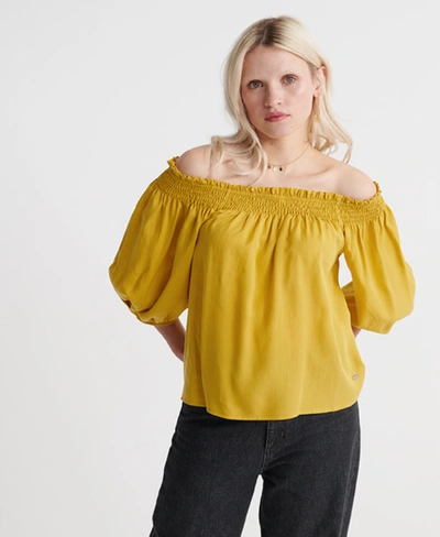 Superdry Desert Off Shoulder Top In Yellow