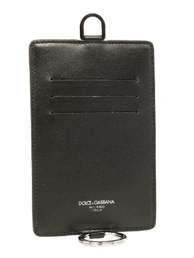 Dolce & Gabbana Card Holder With Shoulder Strap And Logo In Black