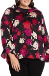 Vince Camuto Plus Size Printed Bell-sleeve Top In Tulip Red