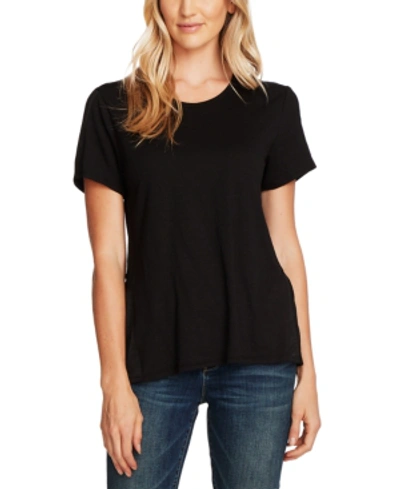 Vince Camuto Mixed-media T-shirt In Rich Black