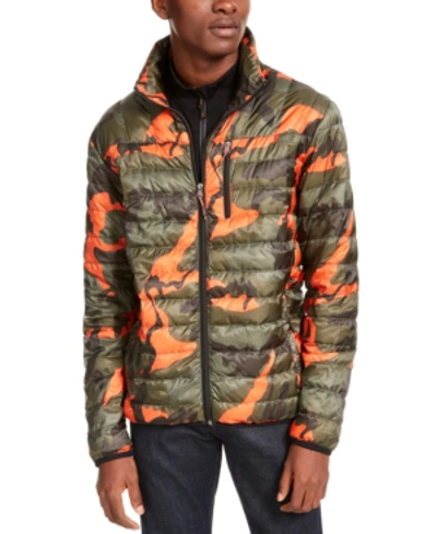 Hawke & Co. Outfitter Men's Packable Down Blend Puffer Jacket, Created For Macy's In Army Spice Camo
