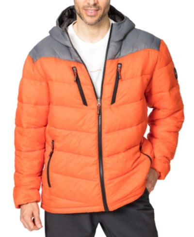 Hawke & Co. Outfitter Men's Packable Chevron Parka In Princeton Orange/smoked Pearl