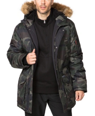 Hawke & Co. Outfitter Men's Logan Faux-fur-trim Parka In Forest Camo