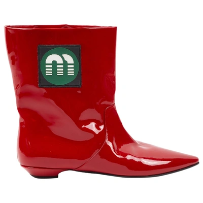 Pre-owned Miu Miu Red Patent Leather Boots