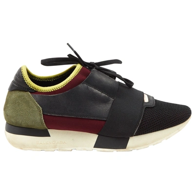 Pre-owned Balenciaga Race Leather Trainers In Multicolour