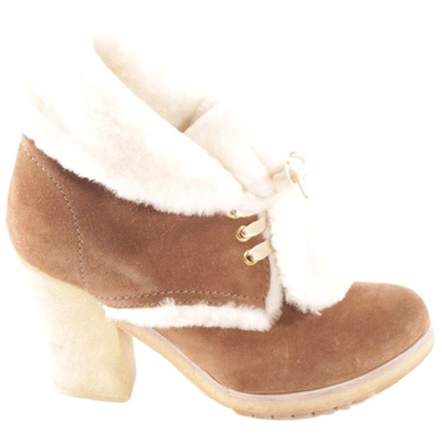 Pre-owned Prada Brown Suede Ankle Boots
