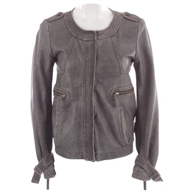Pre-owned Comptoir Des Cotonniers Grey Leather Jacket