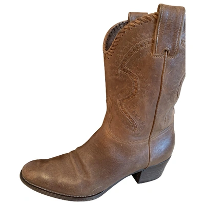 Pre-owned Sartore Brown Leather Ankle Boots