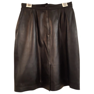 Pre-owned Saint Laurent Navy Leather Skirt