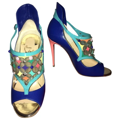 Pre-owned Christian Louboutin Blue Leather Sandals